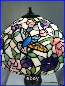 Dale Tiffany Stain Glass Lamp 26 tall Table Lamp With 2-Lights Hummingbird. EC