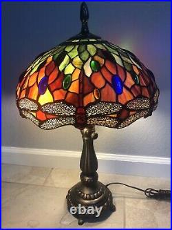 Dale Tiffany Stained Glass Dragonfly Tiffany Style Table Lamp