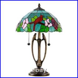 Dale Tiffany Table Lamp 21.5 with Stained Glass Round 2-Light Antique Bronze