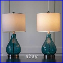 Decor Therapy Emerald Crackle Glass Table Lamps Set of 2