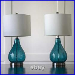 Decor Therapy Emerald Crackle Glass Table Lamps Set of 2