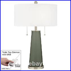 Deep Lichen Green Peggy Glass Table Lamp With Dimmer