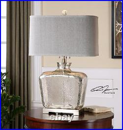 Designer Mercury Glass Table Lamp Plated Nickel Metal