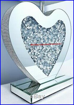 Diamond Crush Crystal Love Heart Shaped Sparkly LARGE Table Lamp Living Room