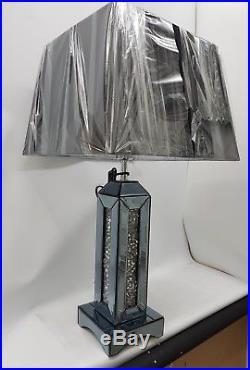 Diamond Crush Smoked Silver Mirrored Large Sparkly Table Lamp