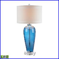 Dimond Lighting Blue Glass LED Table Lamp With Crystal Base And Linen Shade