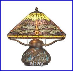 Dragonfly 16 Antique Bronze Tiffany Style Table Lamp 60W with Dual Pull Chain