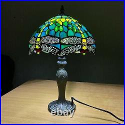 Dragonfly Handmade Stained Tiffany Glass Table Lamp 10 shade Bedside Home Decor