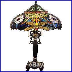 Dragonfly Lamp Stained Glass Art Pull Chain 27 Table Lamps LIght NEW