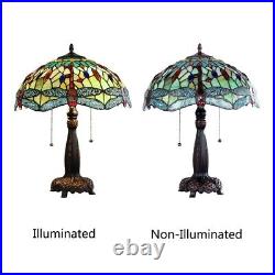 Dragonfly Stained Glass Table Desk Lamp Tiffany Style with 16 Wide Shade