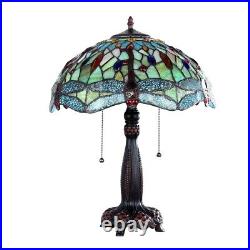 Dragonfly Stained Glass Table Desk Lamp Tiffany Style with 16 Wide Shade