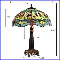 Dragonfly Stained Glass Table Desk Lamp Tiffany Style with 16 Wide Shade