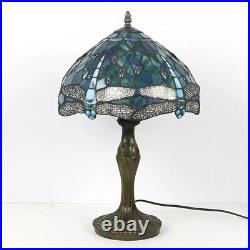 Dragonfly Style Tiffany Table Lamp Stained Glass Desk Light for Home Decor H 18