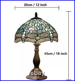 Dragonfly Style Tiffany Table Lamp Stained Glass Desk Light for Home Decor H 18