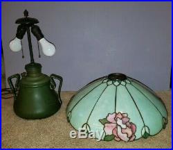 Duffner & Kimberly Hampshire Leaded Slag Stained Glass Table Lamp Handel Era