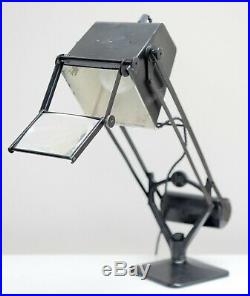 Early Hadrill & Horstmann Pluslite' Table Lamp With Magnifying Glass 1940's
