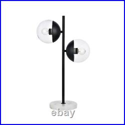 Eclipse 2 Lights Black Table Lamp With Clear Glass