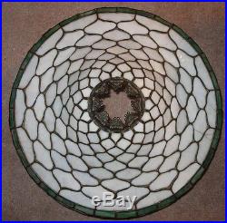 Elegant Chicago Mosaic Lamp Signed Leaded Glass Original Fish Scale Shade