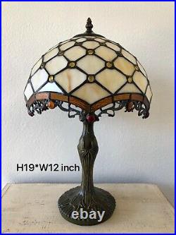 Enjoy Tiffany Style Table Lamp Crystal Bean Warm Stained Glass Vintage 19H12W