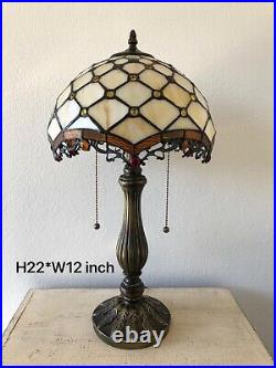 Enjoy Tiffany Style Table Lamp Crystal Bean Warm Stained Glass Vintage 22H12W