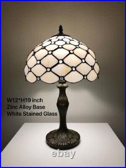 Enjoy Tiffany Style Table Lamp Crystal Bean White Stained Glass Antique Vintage