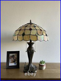 Enjoy Tiffany Style Table Lamp Gold Stained Glass Crystal Beans LED Bulbs H24W16