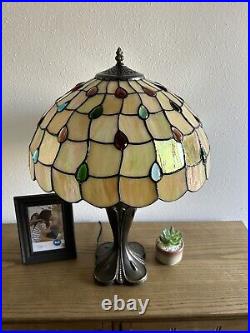 Enjoy Tiffany Style Table Lamp Gold Stained Glass Crystal Beans LED Bulbs H24W16