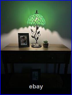 Enjoy Tiffany Style Table Lamp Green Leaves Stained Glass Included LED Bulb H20