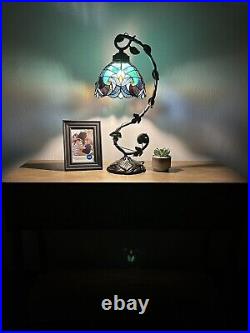 Enjoy Tiffany Style Table Lamp Green Stained Glass Included LED Bulb H21W11 In