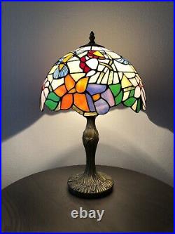Enjoy Tiffany Style Table Lamp Stained Glass Hummingbird Antique Vintage 19H