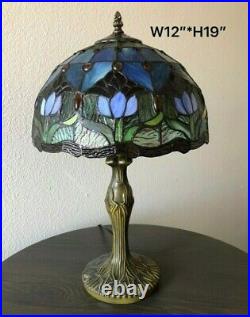 Enjoy Tiffany Style Table Lamp Stained Glass Tulips Flower Antique Vintage 19H