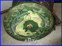 Ephraim Pottery 7 Handle Grueby Style Tiffany Turtleback Leaded Glass Style Lamp