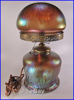 Exceptionally Rare LOETZ MEDICI Art Glass Table Lamp 19+ Tall ca. 1902 Nice