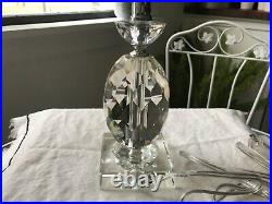 Exquisite Faceted Cut Crystal Table Lamp 12 Pineapple Shape Glass EUC