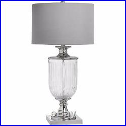 Extra Large Glass & Chrome Modern Lamp Luxury Grey Shade Tall Glass Urn