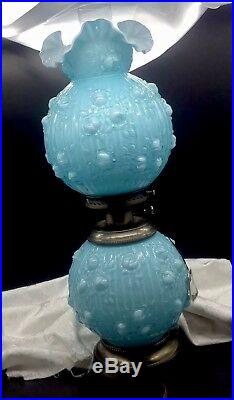 Fenton Pressed Roses Blue Topaz Shades Gone with the Wind Table Lamp Flowers