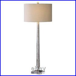 Fiona 1 Light Table Lamp Brushed Nickel/Crystal Finish with Ribbed Mercury