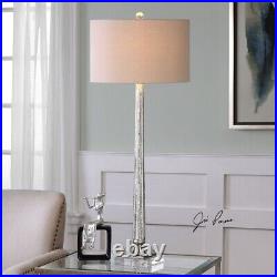 Fiona 1 Light Table Lamp Brushed Nickel/Crystal Finish with Ribbed Mercury