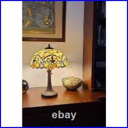Floral Theme Table Lamp Stained Glass Tiffany Style 23 Tall Reading Accent Lamp