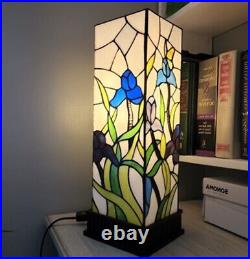 Floral Tiffany Style Desk Lamp Stained Glass Theme Table Den Reading Light Tall
