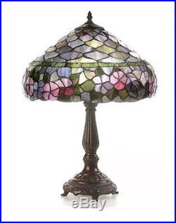 Floral Tiffany Style Stained Glass Lamp Set of Two (2) Table Desk Lighting