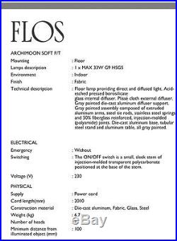 Flos Archimoon Soft Floor Table Lamp Philippe Starck NIB