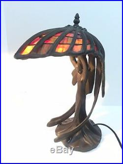 Flying Lady Figural Art Deco Nouveau Woman Tiffany Style Stain Glass Lamp Wings