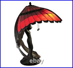 Flying Lady Lamp Tiffany Style Table Stained Glass Vintage Shade Sculpture Woman
