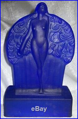 Frankart Sally Rand nude feather nymph cobolt blue glass art deco lamp body