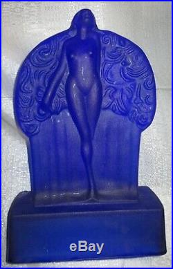 Frankart Sally Rand nude feather nymph cobolt blue glass art deco lamp body