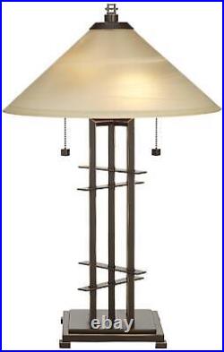 Franklin Iron Works Planes'n' Posts Art Glass Table Lamps Set of 2