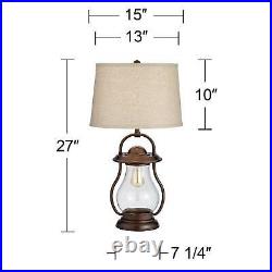Fredrik Rustic Industrial Table Lamp 27 Tall Bronze LED Nightlight for Bedroom