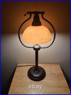 Frosted Glass Table Lamp Amber Color Living Room Bedroom Study Rare 22 Tall