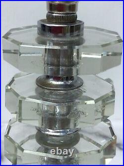 GENUINE ART DECO FACETED CLEAR GLASS TABLE LAMP, EARLY 20thC, FULLY REWIRED